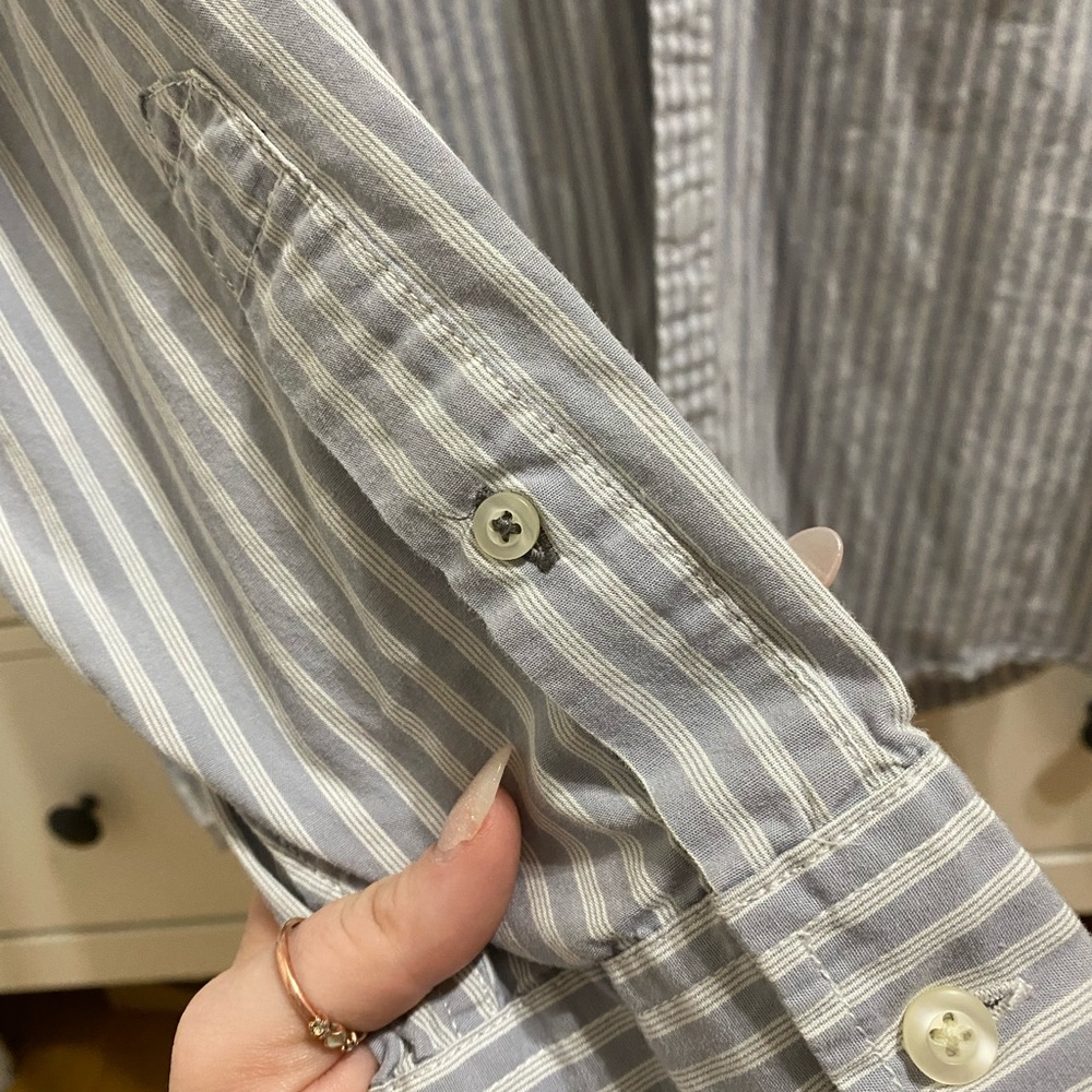 Men’s AE Striped Button Down - Light Blue - Picture 5 of 7